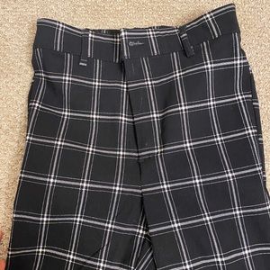 Black plaid skinny trousers